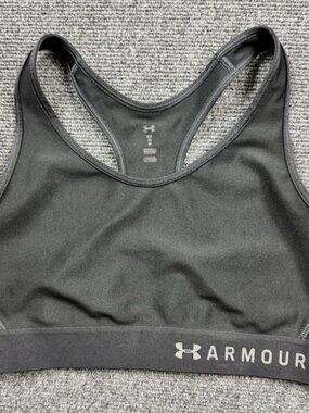 Under Armour Women's Medium Mid Crossback Sports Bra Top Black